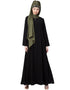 Women front placket Flare Bottom Basic Abaya Black