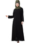 Women front placket Flare Bottom Basic Abaya Black