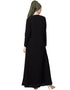 Women front placket Flare Bottom Basic Abaya Black
