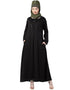 Muslimah extra decorative Button Casual Nida Abaya Black