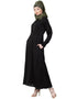 Muslimah extra decorative Button Casual Nida Abaya Black