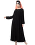 Chic Golden Piping at Sleeve Casual Abaya Black