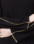 Chic Golden Piping at Sleeve Casual Abaya Black