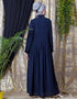 Trendy shirt collar executive Abaya Navy