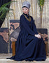 Trendy shirt collar executive Abaya Navy
