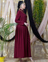 Modern shirt collar executive Abaya Maroon