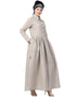 Muslim Linen Shirt Collar Executive Abaya Cream