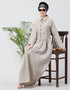 Muslim Linen Shirt Collar Executive Abaya Cream