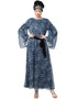 Arabic animal printed bell sleeve Casual Abaya Navy Blue