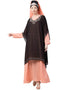 Women double layer embellished Party Abaya Peach