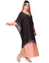 Women double layer embellished Party Abaya Peach