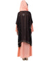 Women double layer embellished Party Abaya Peach