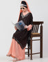 Women double layer embellished Party Abaya Peach