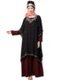 Chic double layer embellished Party Abaya Maroon