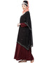 Chic double layer embellished Party Abaya Maroon