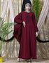 Modern embroidered Butterfly Sleeve Party Abaya Maroon