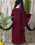 Modern embroidered Butterfly Sleeve Party Abaya Maroon