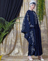 Muslim embroidered Butterfly Sleeve Party Abaya Navy Blue