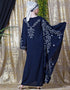 Muslim embroidered Butterfly Sleeve Party Abaya Navy Blue
