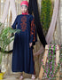 Modest embroidered Butterfly Sleeve Party Abaya Navy Blue
