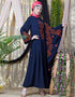 Modest embroidered Butterfly Sleeve Party Abaya Navy Blue
