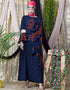 Modest embroidered Butterfly Sleeve Party Abaya Navy Blue