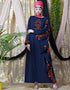 Modest embroidered Butterfly Sleeve Party Abaya Navy Blue