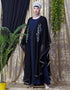 Women Embroidered butterfly upper with inner abaya cum Kaftan Navy Blue