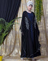 Women Embroidered butterfly upper with inner abaya cum Kaftan Navy Blue