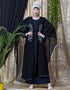 Women Embroidered butterfly upper with inner abaya cum Kaftan Navy Blue
