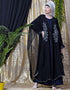 Women Embroidered butterfly upper with inner abaya cum Kaftan Navy Blue