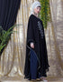 Women Embroidered butterfly upper with inner abaya cum Kaftan Navy Blue
