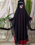 Muslimah Embroidered butterfly upper with inner abaya cum Kaftan Red