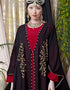 Muslimah Embroidered butterfly upper with inner abaya cum Kaftan Red