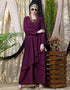Chic Overlapped panel casual Abaya Wine