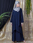 Trendy Overlapped panel casual Abaya Navy Blue