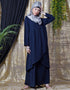 Trendy Overlapped panel casual Abaya Navy Blue