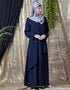 Trendy Overlapped panel casual Abaya Navy Blue