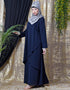 Trendy Overlapped panel casual Abaya Navy Blue