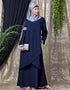Trendy Overlapped panel casual Abaya Navy Blue