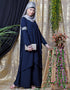 Trendy Overlapped panel casual Abaya Navy Blue