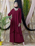 Modern Overlapped panel casual Abaya Maroon