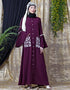 Dubai Embroidered Pocket Bell Sleeve casual Abaya Wine