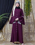 Dubai Embroidered Pocket Bell Sleeve casual Abaya Wine
