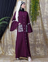 Dubai Embroidered Pocket Bell Sleeve casual Abaya Wine