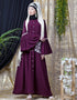 Dubai Embroidered Pocket Bell Sleeve casual Abaya Wine