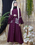 Dubai Embroidered Pocket Bell Sleeve casual Abaya Wine