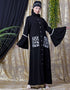 Muslim Embroidered Pocket Bell Sleeve casual Abaya Black