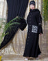 Muslim Embroidered Pocket Bell Sleeve casual Abaya Black