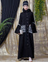 Muslim Embroidered Pocket Bell Sleeve casual Abaya Black